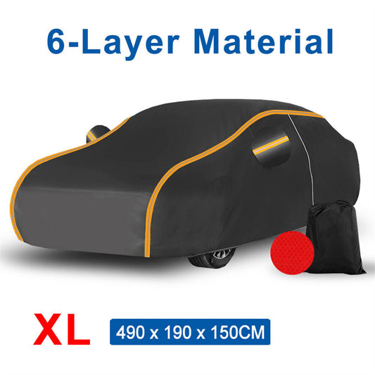 Universal Waterproof 6 Layer Car Cover Heavy Duty Cotton Rain Snow UV Protection